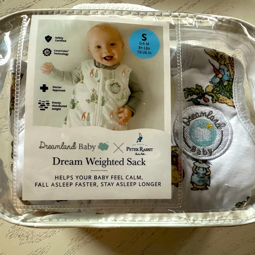 NIB Dreamland Baby Peter Rabbit Weighted Swaddle